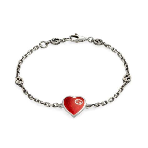 gucci 1000322 red|Gucci Interlocking G Red Enamel Heart Bracelet.